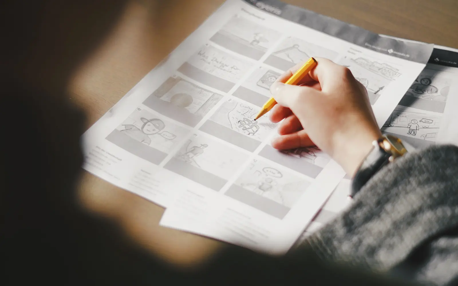 Storyboard: gezeichnete Einstellungen eines Films