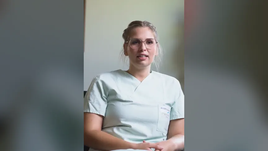 Standbild aus „Bodden-Kliniken: Auszubildende Gina über Theorie, Praxis und das Team“ für Bodden-Kliniken
