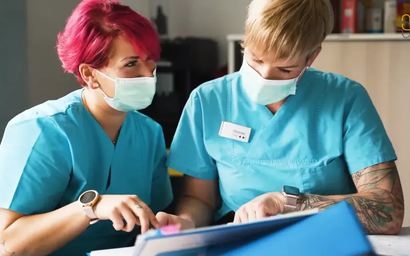 Recruitingfilm: eine Pflegekraft bei der Arbeit im Team